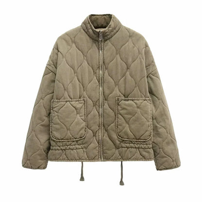 Damen Winterjacke Kuschelig Übergangsjacke mit Taschen