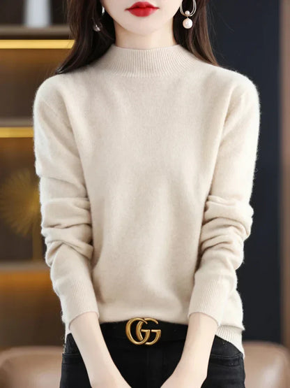 Norvielle Damen Pullover Schurwolle Natürlich Beige
