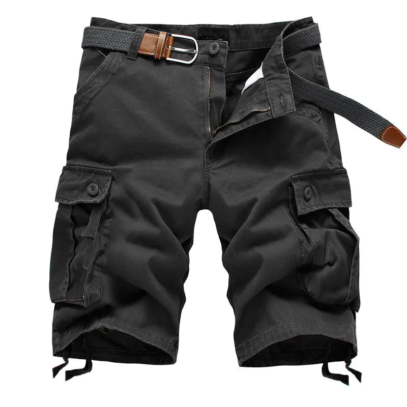 Herren Cargo Shorts Baumwolle Bequem Grau
