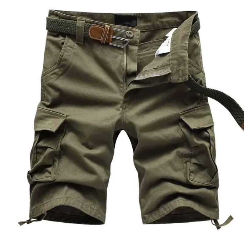 Herren Cargo Shorts Baumwolle Bequem Grau