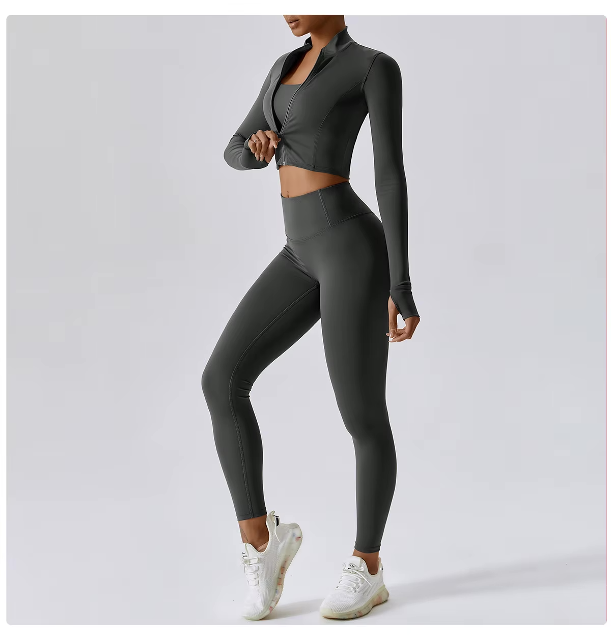 Damen Sportset 3-teilig Weste Oberteil Hose