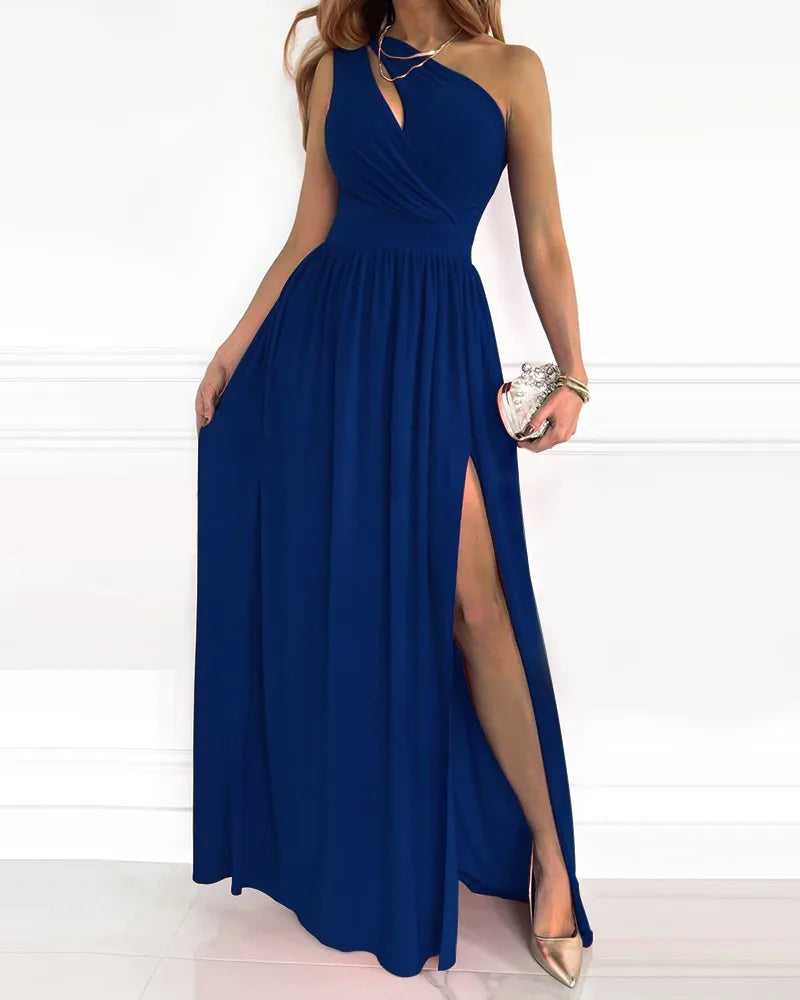 Elegantes Damen Maxikleid Einerschulterdesign