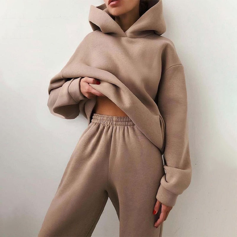 Damen Jogging-Set Hoodie Loose Fit Bequem Schwarz - Norvielle