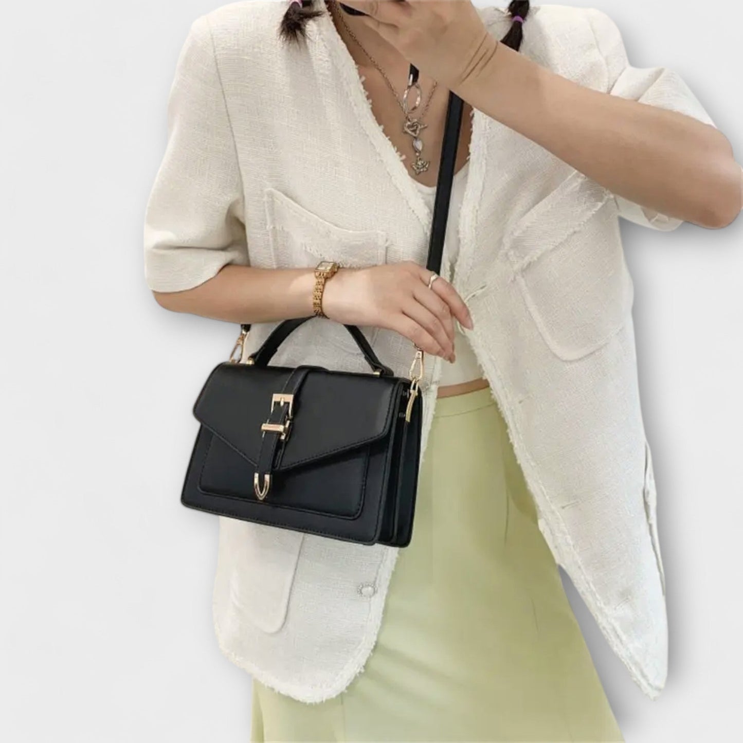 Damen Schultertasche Klassisch Elegantes Leder