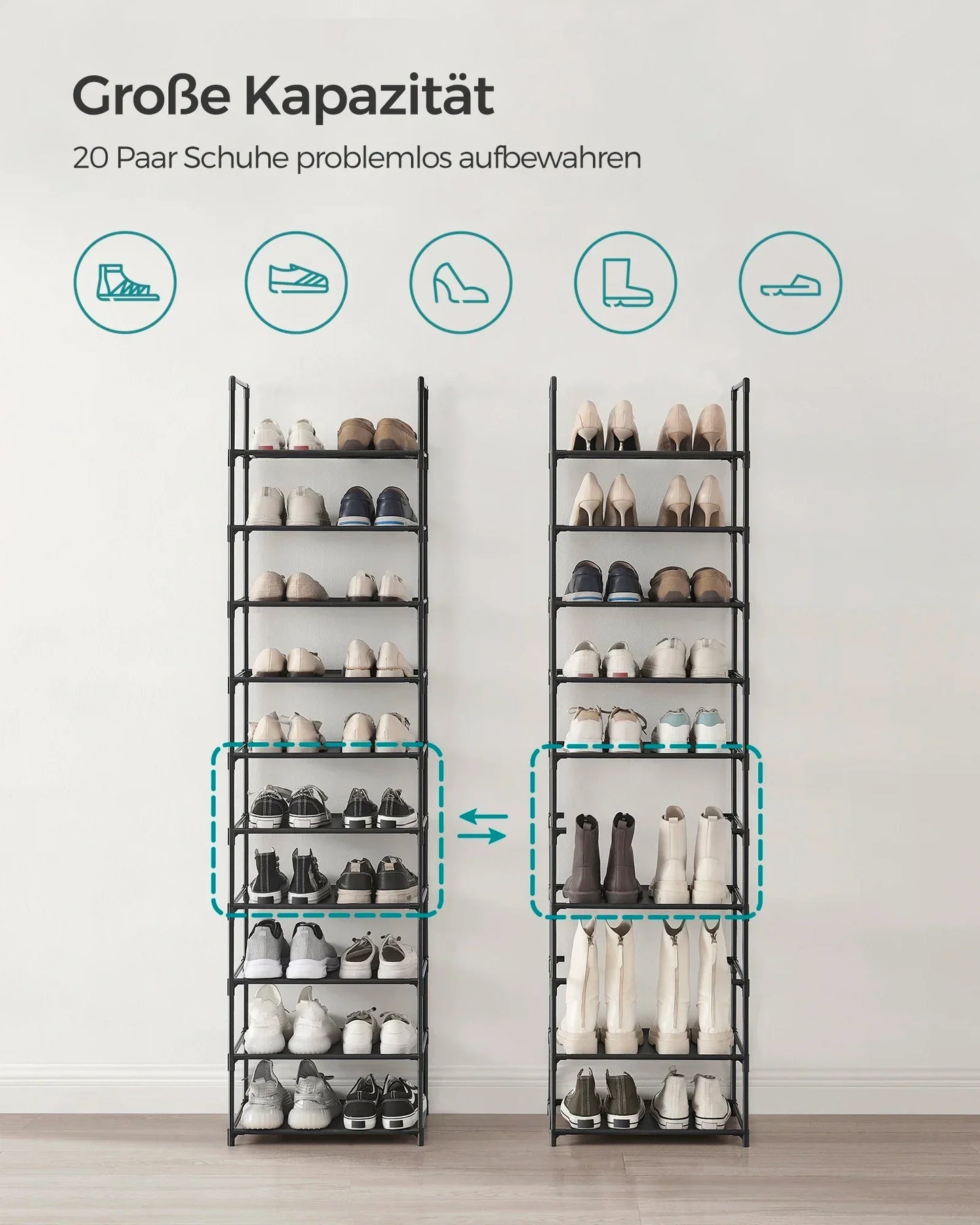 Metall Schuhschrank Stahl Slim Line