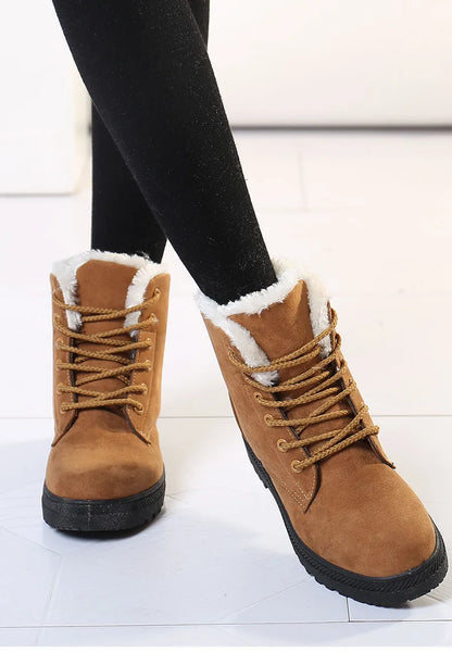 Norvielle Damen Schnürboots Gefüttert Warmfutter Rutschfeste Sohle