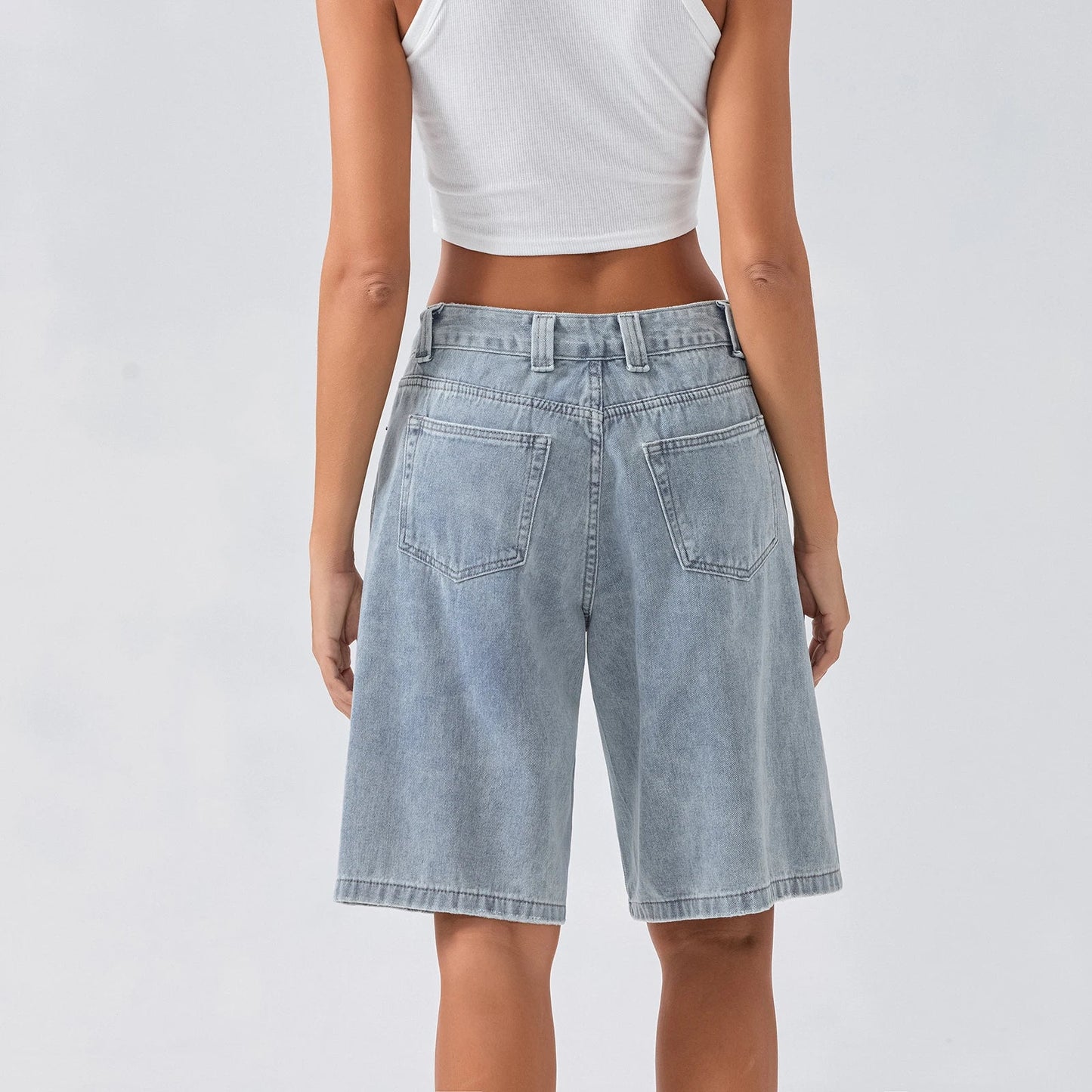 Damen Loose-Fit Jeansshorts Bermuda