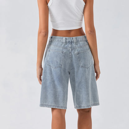 Damen Loose-Fit Jeansshorts Bermuda
