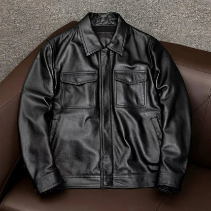 Herren Lederjacke Langlebig Knopfverschluss