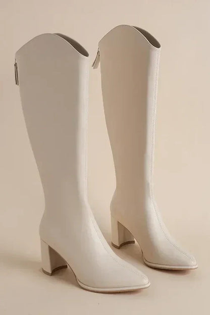 Damen Lederstiefel Kniehoch Gummisohle