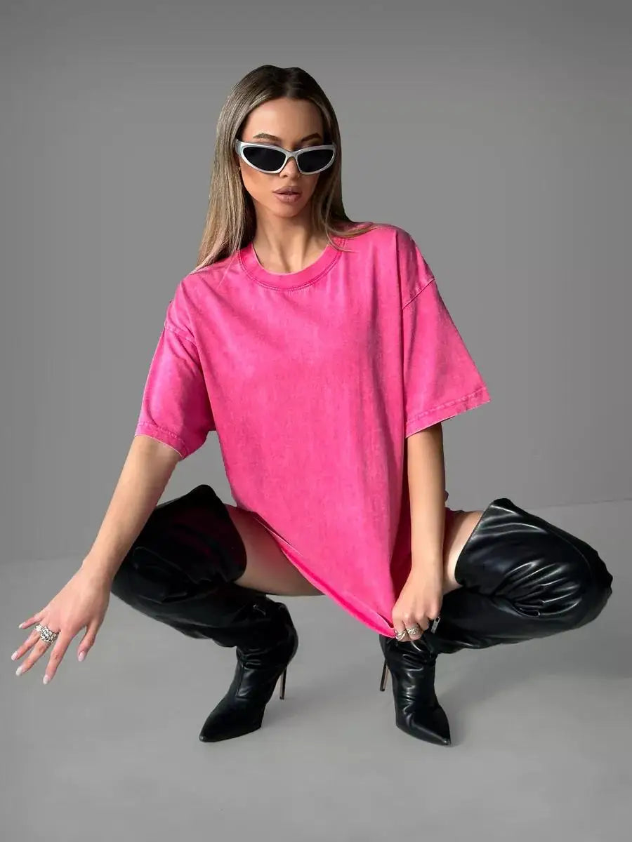Damen Oversized T-Shirt Urban Streetstyle Grau
