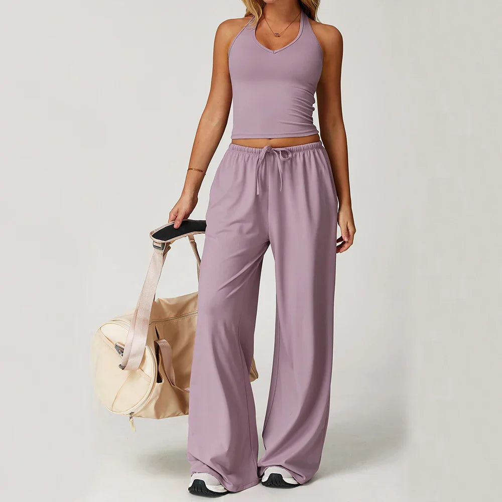Damen Lounge Set Halter Crop