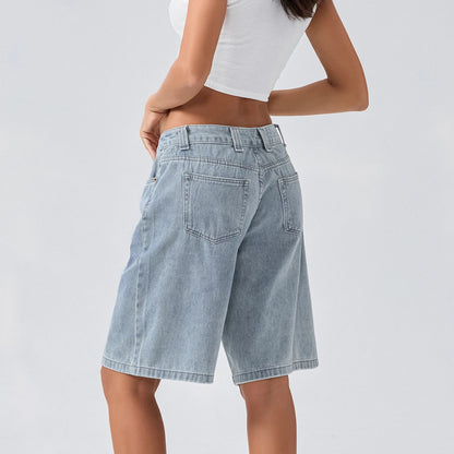 Damen Loose-Fit Jeansshorts Bermuda
