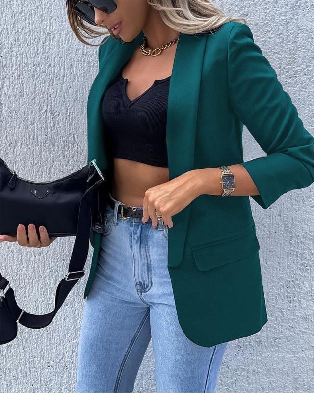 Damen Blazer Offene Front Elegant Tailliert