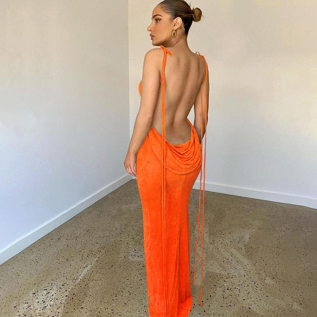 Damen Kleid Tiefem Rückenausschnitt Elegant