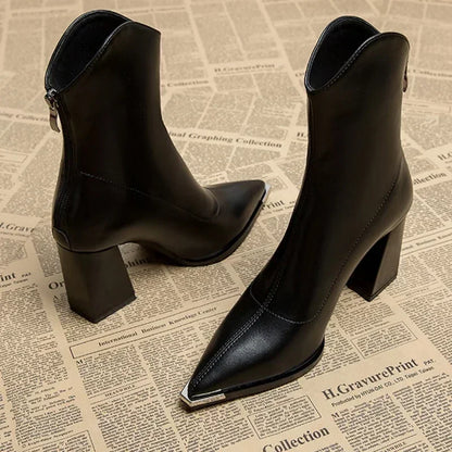 Damen Leder-Stiefelette Bequem