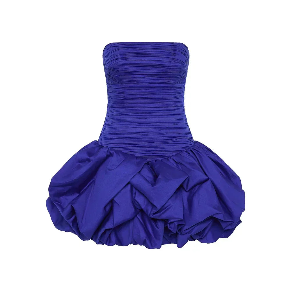 Damen Schulterfreies Minikleid Ballonrock Floralmuster
