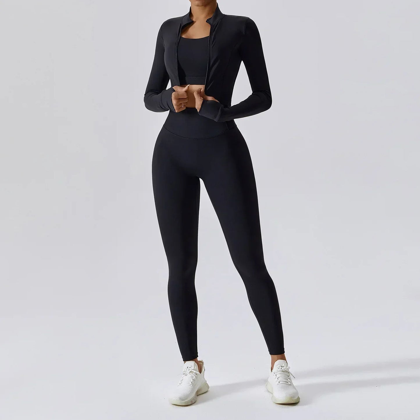 Damen Sportset 3-teilig Weste Oberteil Hose