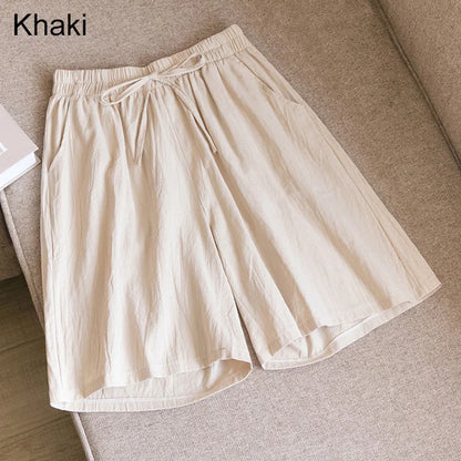 Norvielle Damen Baumwoll Shorts Knielang Beige