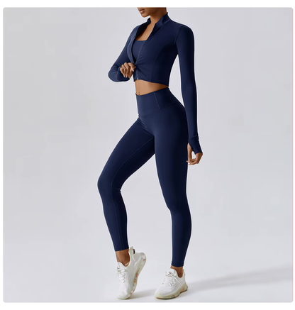 Damen Sportset 3-teilig Weste Oberteil Hose