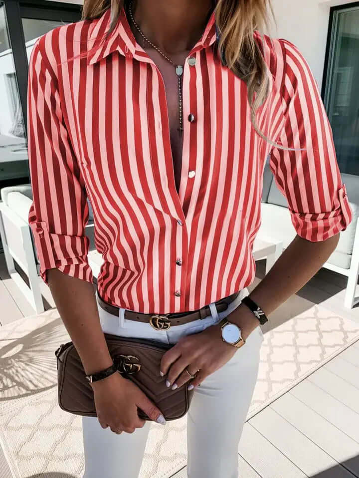 Damen Bluse Maritime Streifen Baumwolle