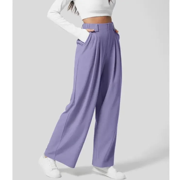 Faye Damen High-Waist Hose Weite Passform Elastischer Bund