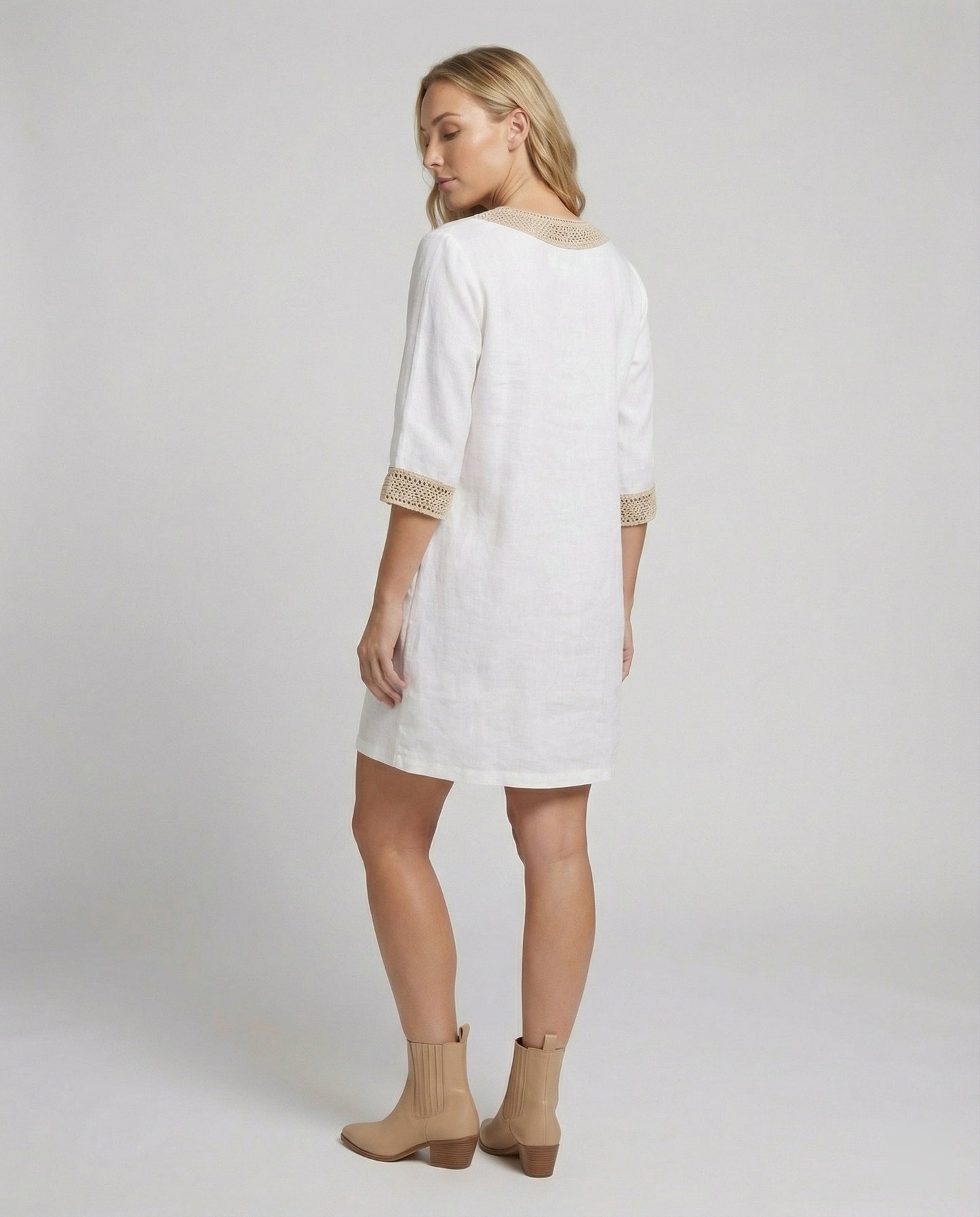 Damen Sommerkleid Boho-Stil V-Ausschnitt Mini