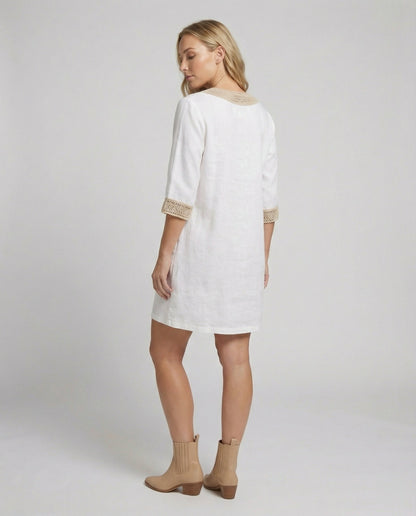 Damen Sommerkleid Boho-Stil V-Ausschnitt Mini