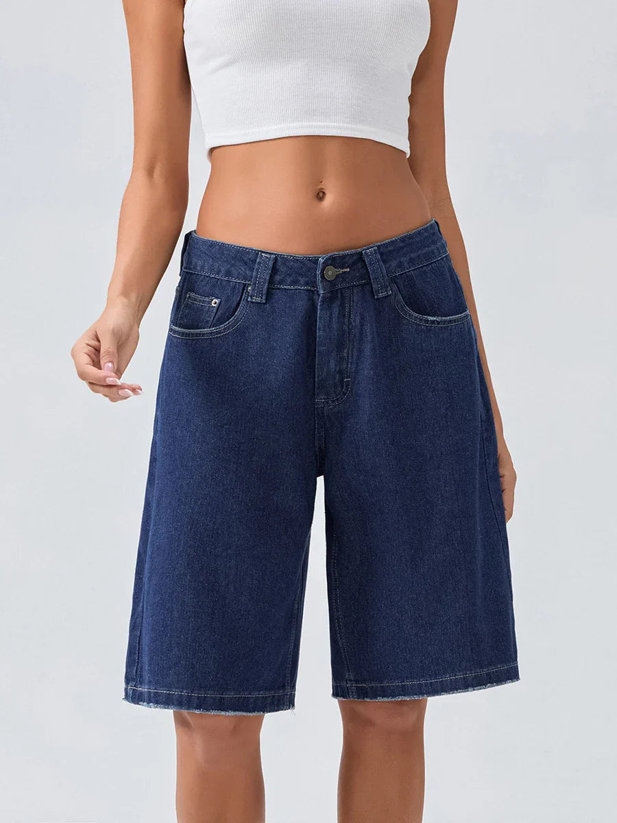 Damen Loose-Fit Jeansshorts Bermuda