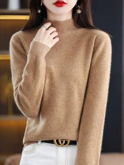 Norvielle Damen Pullover Schurwolle Natürlich Beige