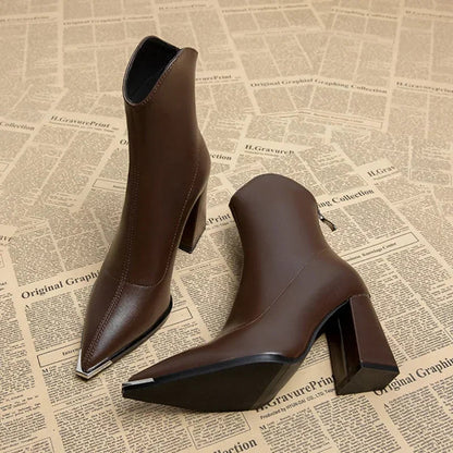 Damen Stiefeletten Spitzer Absatz Frühjahr