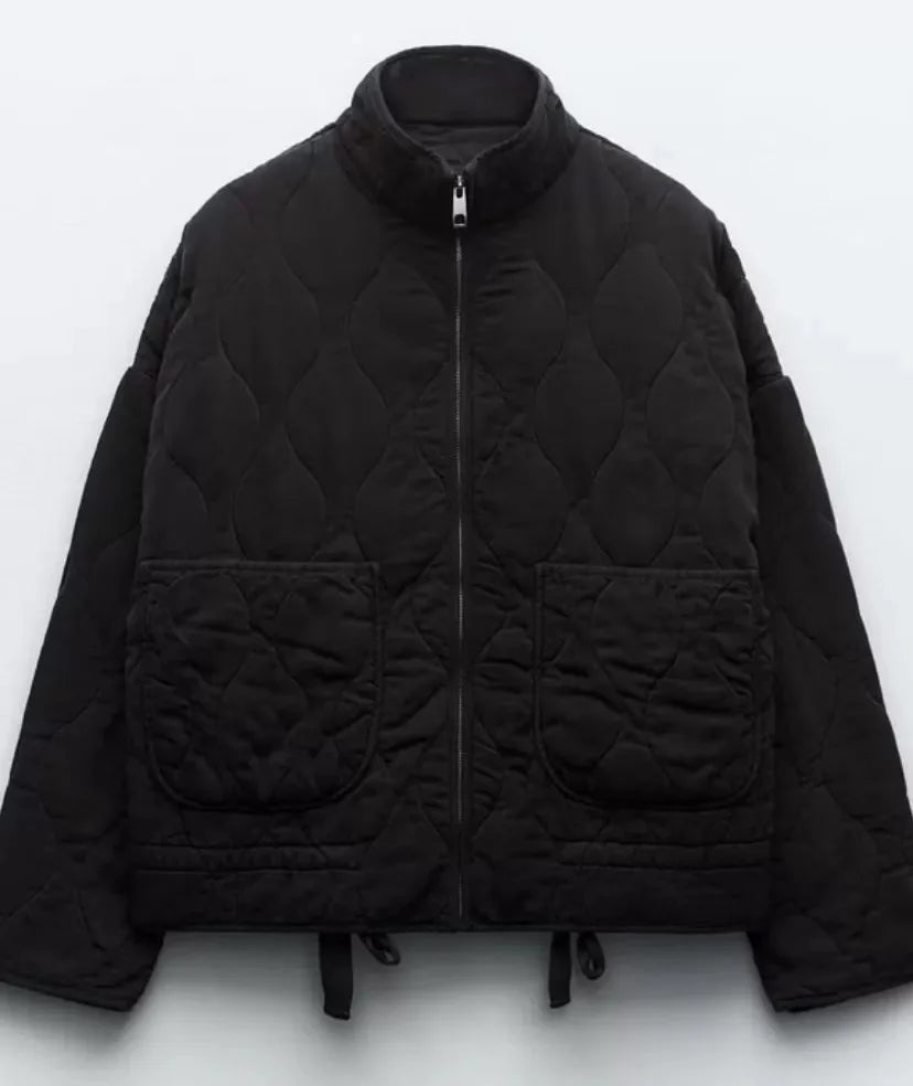 Damen Winterjacke Kuschelig Übergangsjacke mit Taschen