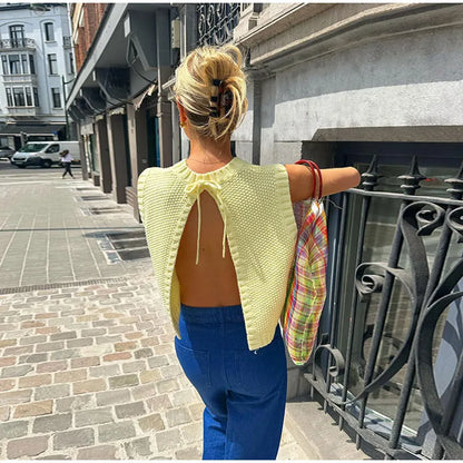 Norvielle Damen Gestricktes Rückenfreies mit Bändern - Norvielle