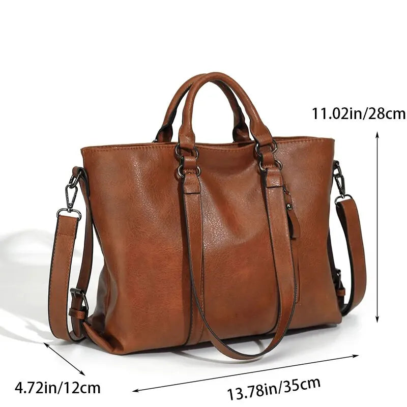 Damen Vintage Tote Tasche Große Kapazität Leder