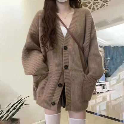 Damen Oversize Cardigan Mit Taschen - Norvielle