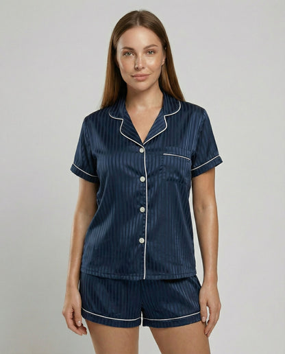 Damen Satin Pyjama Set Komfort - Norvielle