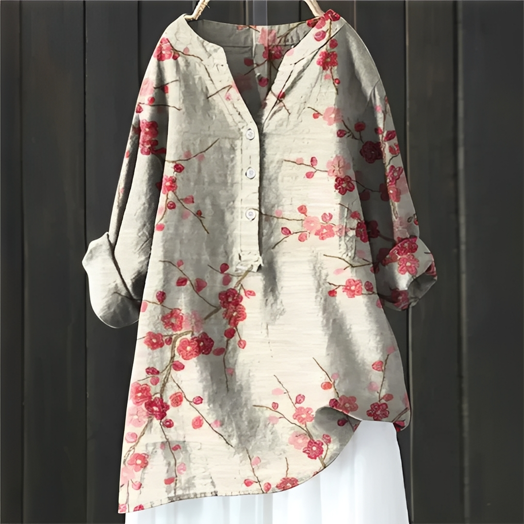 Damen Bluse Floralmuster Elegantes Design