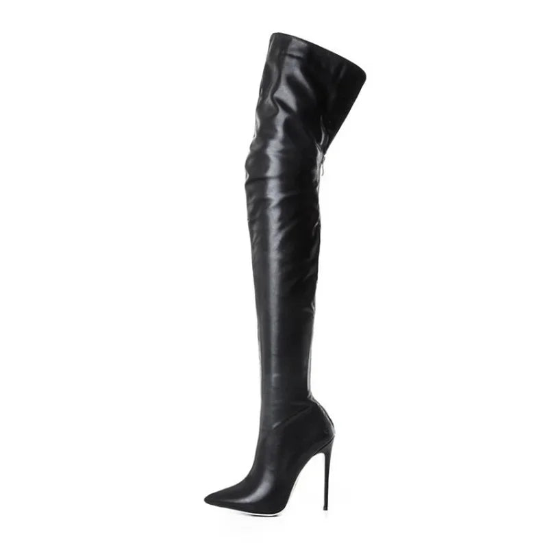Norvielle Damen Kniehohe Absatzstiefel
