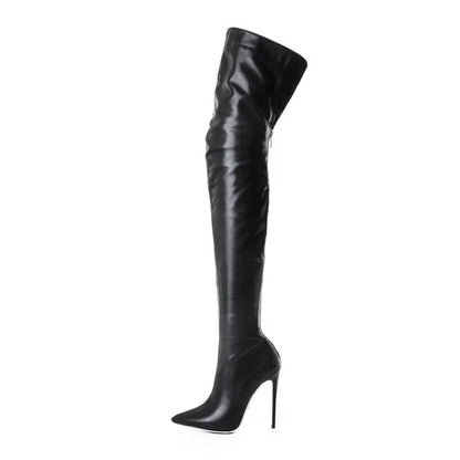 Norvielle Damen Kniehohe Absatzstiefel