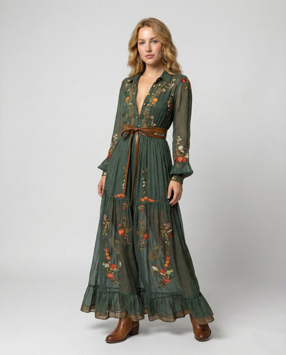 Damen Maxikleid V-Ausschnitt Boho-Stil - Norvielle