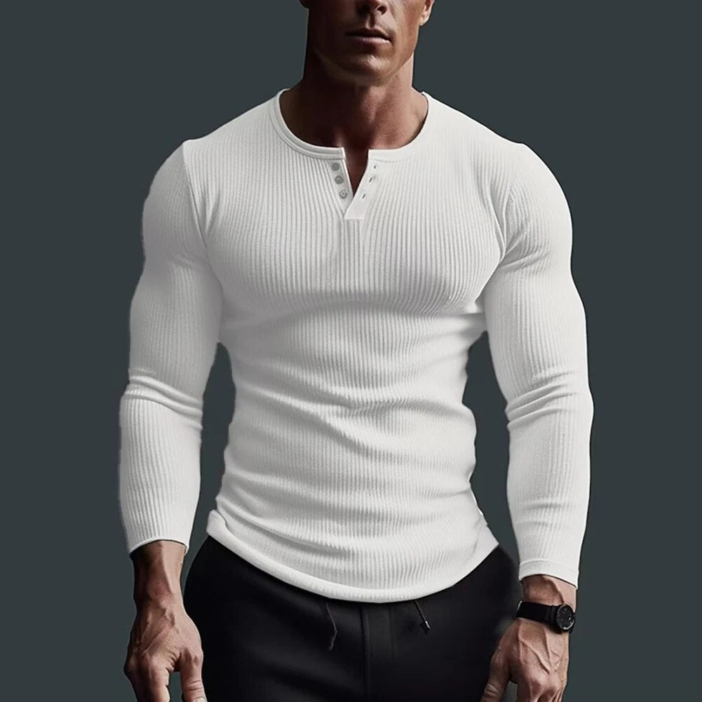 Herren Slim-Fit Henley Hemd