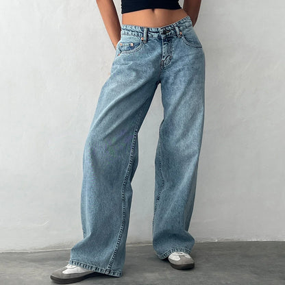 Damen Weitbein Jeans Helle Vintage Farbe - Norvielle