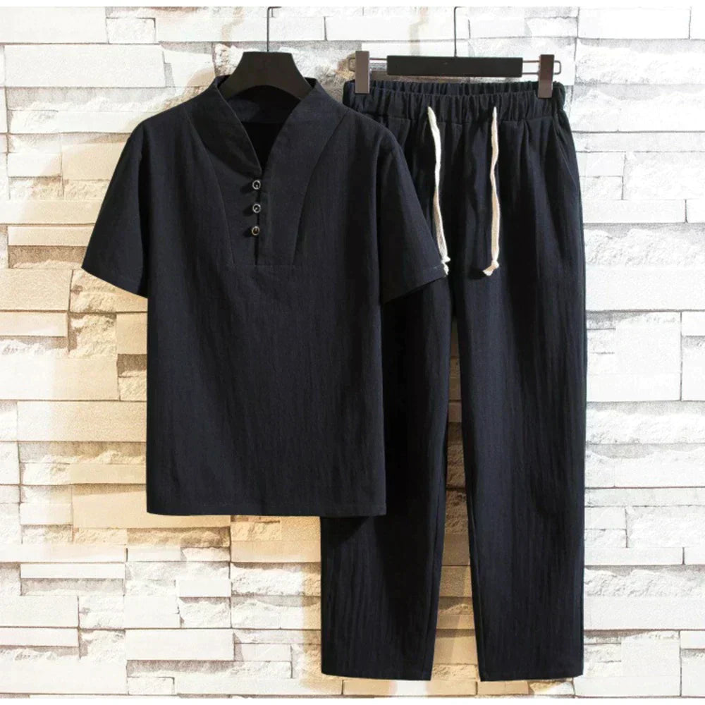 Herren Set mit Henley-Shirt und Hose