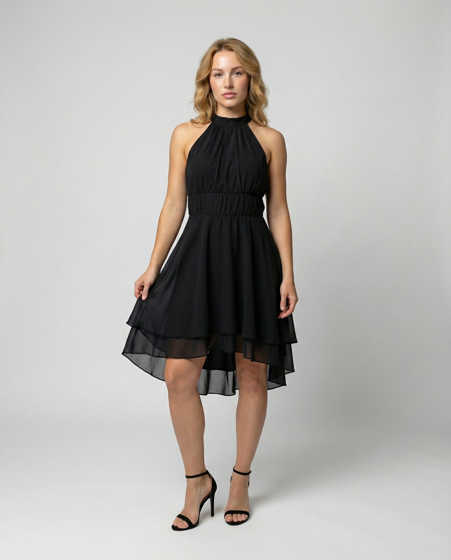 Damen Sommerkleid Rüschenkleid Pastellfarben