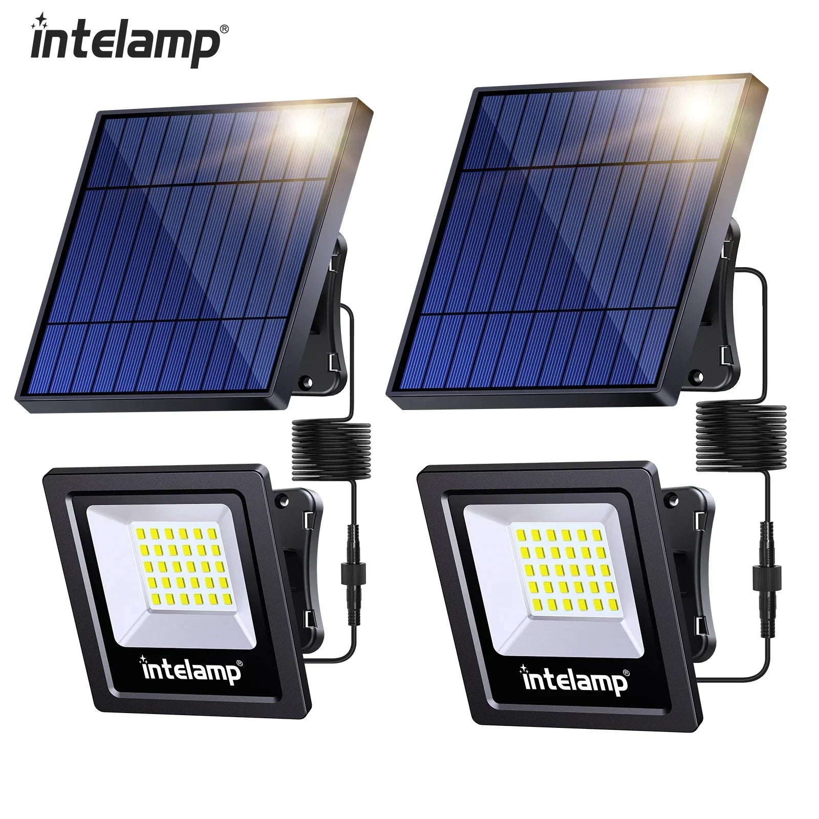 Solar LED Sicherheitsstrahler 2er-Pack 1200LM IP65 Wasserdicht - Norvielle