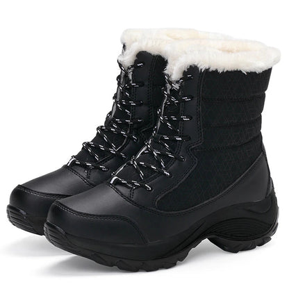 Damen Schneestiefel Mid Calf Kunstfell gefüttert Wasserabweisend