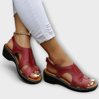 Damen Orthopädische Ledersandalen Komfortabsatz