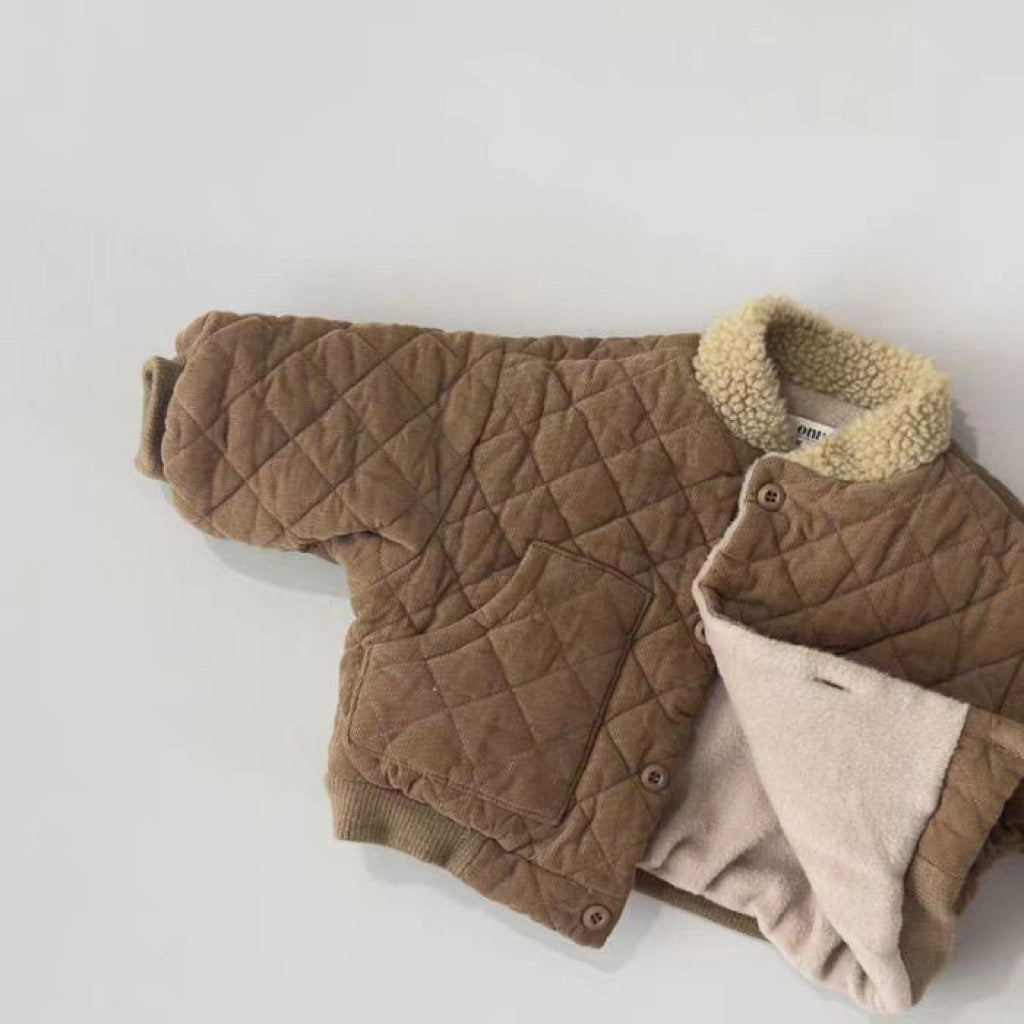 Kinder Winterjacke Sherpa Gepolstert Weich Warm
