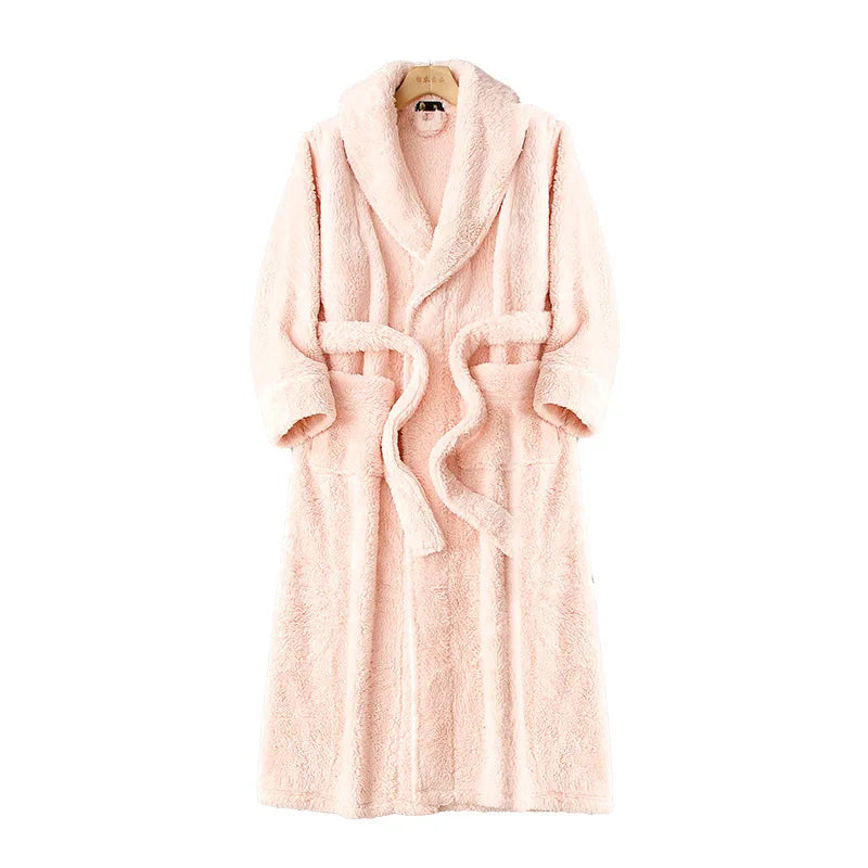Veloura Luxus Bademantel Damen rosa – weicher Plush Morgenmantel