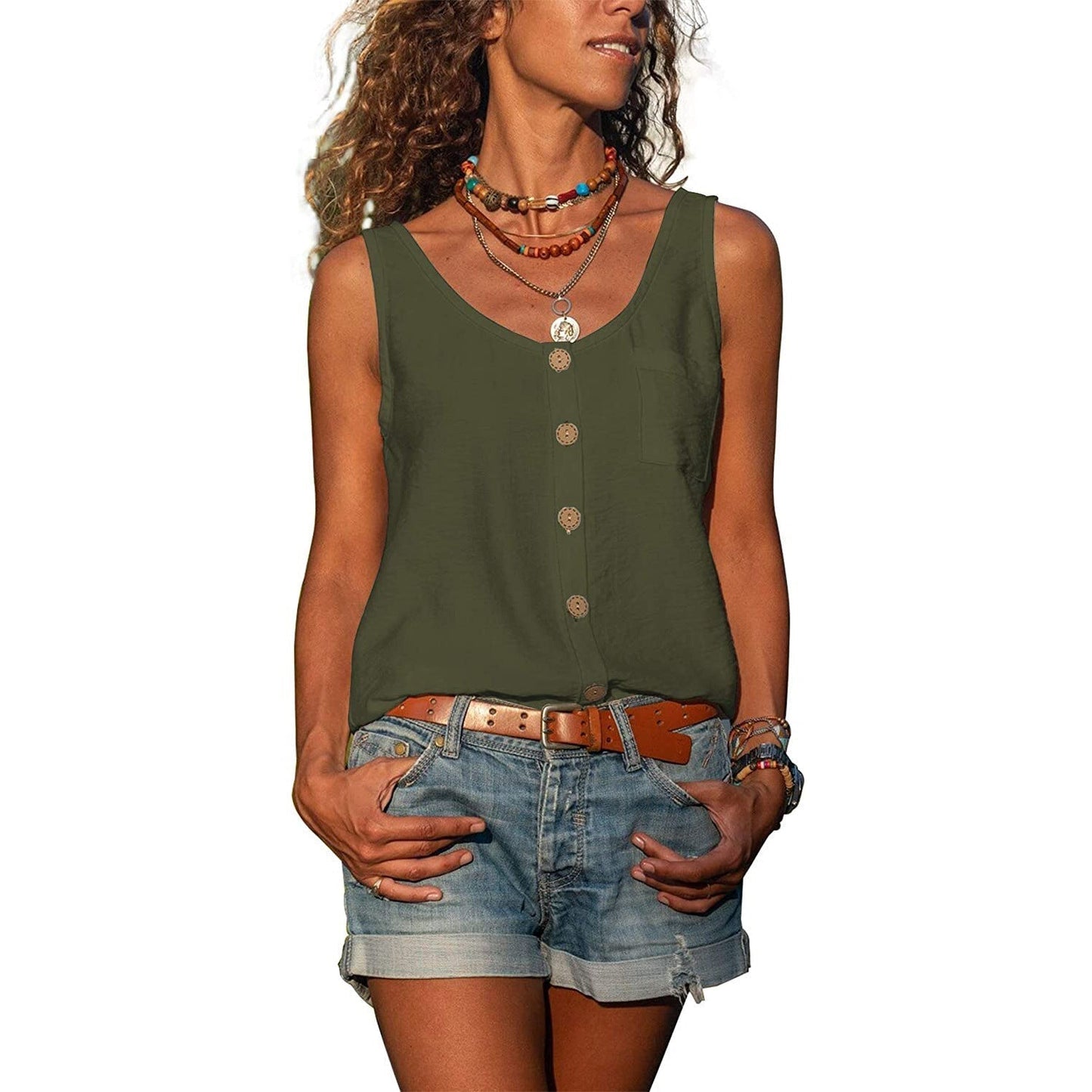 Damen Modetanktop Ibiza aus Baumwolle Elegant Weiß
